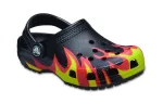 (PS) Crocs Classic Tamanco grelhado em chama ‘Preto Vermelho Verde’