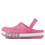 (PS) Crocs Crocband Bold Logo Outdoor Flat Salto Minimalista Sports Rosa Sandálias
