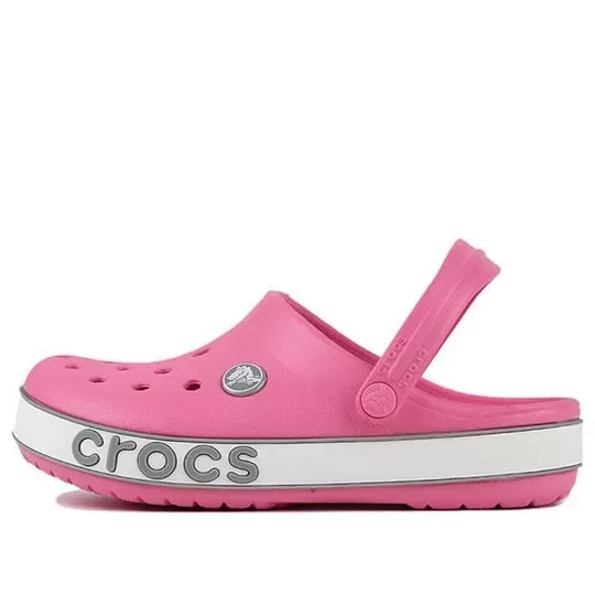 (PS) Crocs Crocband Bold Logo Outdoor Flat Salto Minimalista Sports Rosa Sandálias