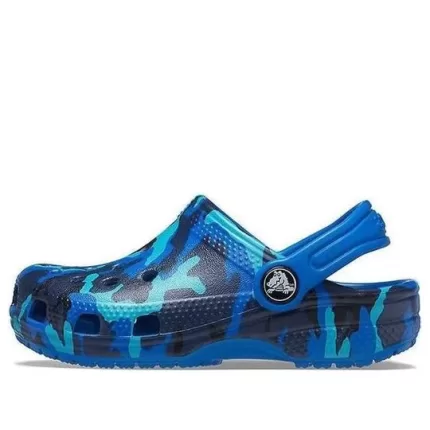 (PS) Crocs Impressão Camuflada Praia Azul Sandálias