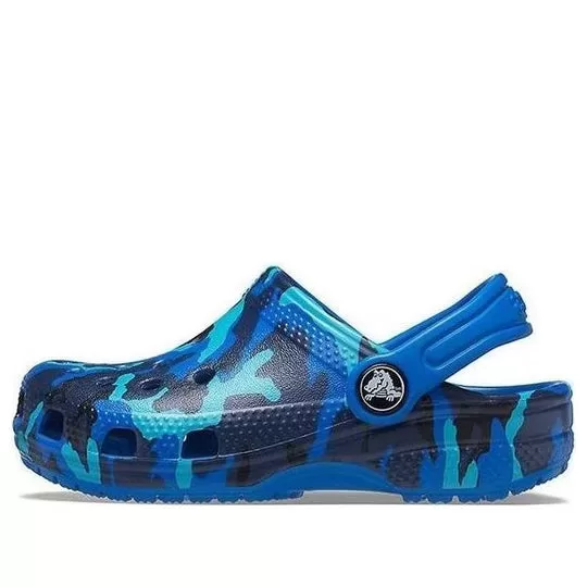 (PS) Crocs Impressão Camuflada Praia Azul Sandálias
