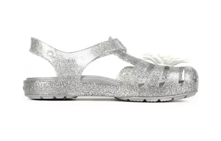 (PS) Crocs Isabella Charm Minimalista Casual Sandálias Prata
