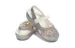 (PS) Crocs Outdoor Salto Plano Brilhante Sports Prata Sandálias