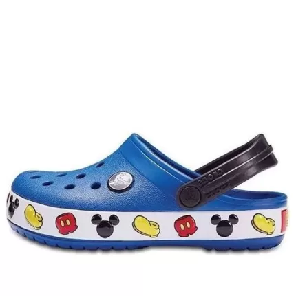 (PS) Crocs Pequena Crocs Mickey Cozy Antiderrapante Sports Azul Sandálias