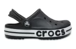 (PS) Crocs Pequena Crocs Outdoor Salto Plano Beach Sports Preto Branco Sandálias ‘Black White’