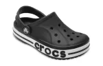 (PS) Crocs Pequena Crocs Outdoor Salto Plano Beach Sports Preto Branco Sandálias ‘Black White’