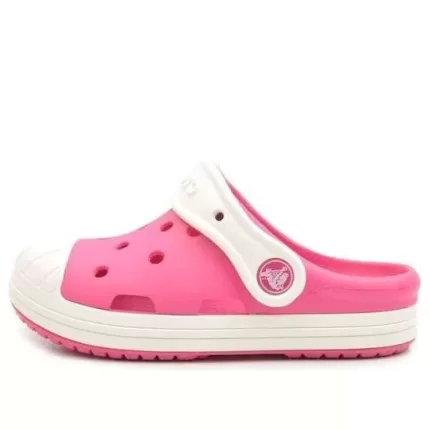 (PS) Crocs Pequena Crocs Outdoor Salto Plano Sandálias Desportivas Rosa