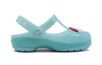 (PS) Crocs Pequena Crocs Outdoor Salto Plano Sandálias Desportivas azul gelo