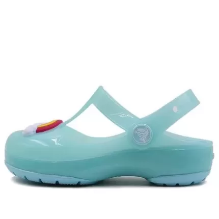 (PS) Crocs Pequena Crocs Outdoor Salto Plano Sandálias Desportivas azul gelo