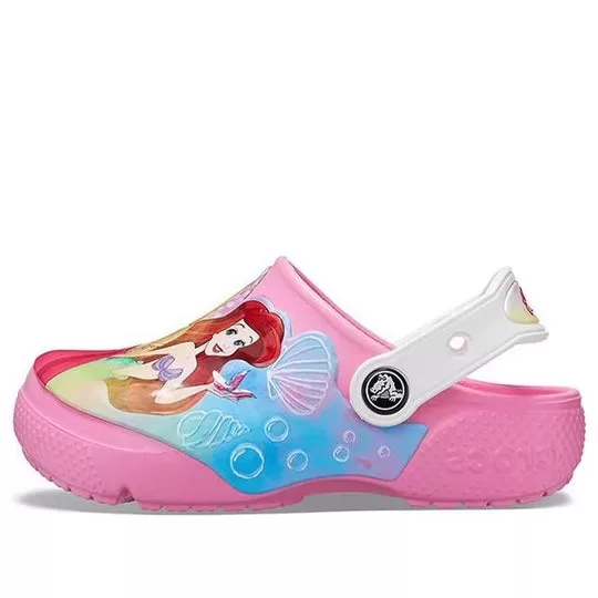 (PS) Crocs Pequena Crocs Spot Rose Sandálias Rosa