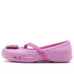 (PS) Crocs Sandálias Lina Flat Pequena Casual Rosa