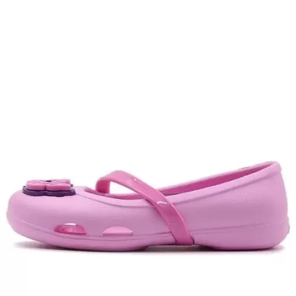 (PS) Crocs Sandálias Lina Flat Pequena Casual Rosa