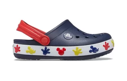 (PS) Crocs Sandálias Mickey Outdoor Salto Plano Sports Azul Profundo