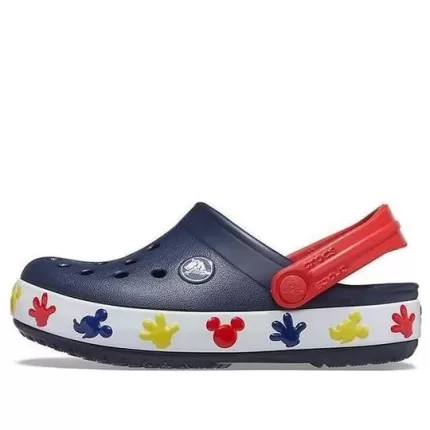 (PS) Crocs Sandálias Mickey Outdoor Salto Plano Sports Azul Profundo