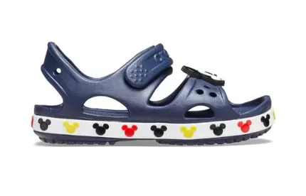 (PS) Crocs Sandálias engraçadas Mickey Velcro Outdoor Open Toe Flat Heel Sports Deep Blue