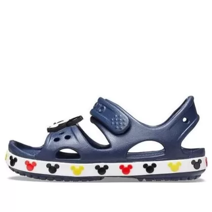 (PS) Crocs Sandálias engraçadas Mickey Velcro Outdoor Open Toe Flat Heel Sports Deep Blue