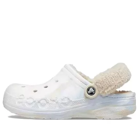 (WMNS) Crocs Baya Lined Fuzz Strap Tamanco marmorizado ‘White Multi’ 209241