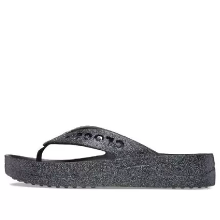 (WMNS) Crocs Baya Plataforma Glitter Flip Sandálias ‘Pretas’ 208463