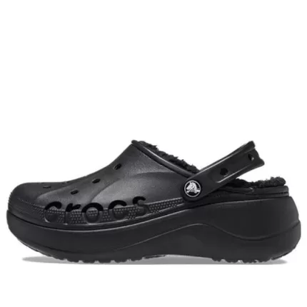 (WMNS) Crocs Baya Platform Lined Clog Sandálias ‘Black’