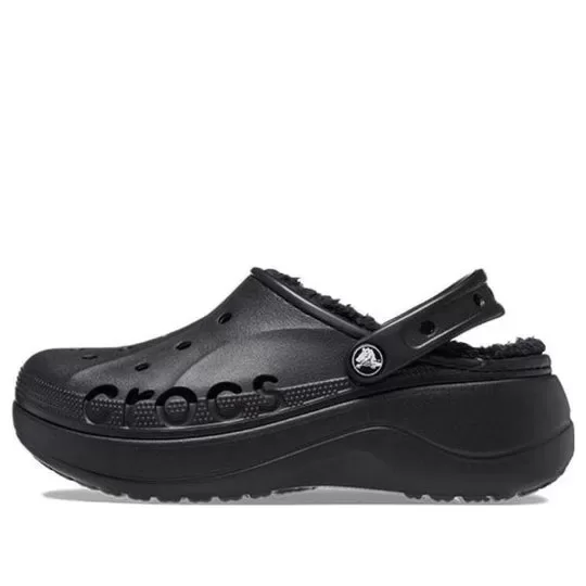 (WMNS) Crocs Baya Platform Lined Clog Sandálias ‘Black’