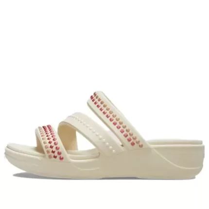 (WMNS) Crocs Boca Gems Sandálias Srappy Wedge ‘White Red’ 209293