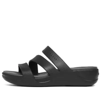 (WMNS) Crocs Boca Strappy Wedge Sandálias ‘Black’