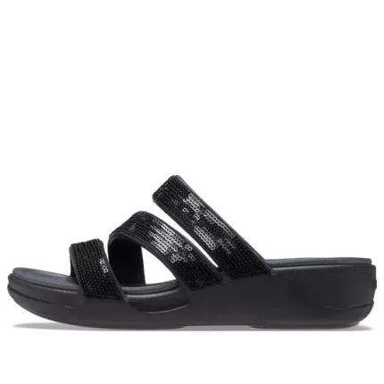 (WMNS) Crocs Boca Strappy Wedge Sandálias ‘Black’