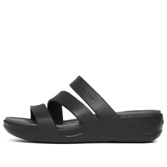 (WMNS) Crocs Boca Strappy Wedge Sandálias ‘Black’