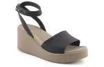 (WMNS) Crocs Brooklyn Ankle Strap Wedge Sandálias ‘Black Beige’