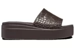 (WMNS) Crocs Brooklyn Croco Shine Slide Sandálias ‘Espresso’