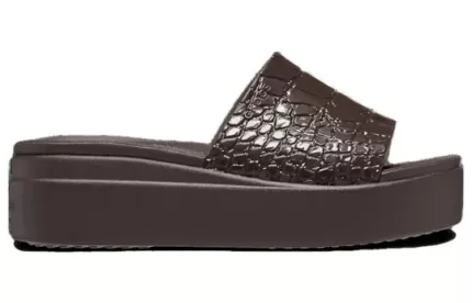 (WMNS) Crocs Brooklyn Croco Shine Slide Sandálias ‘Espresso’