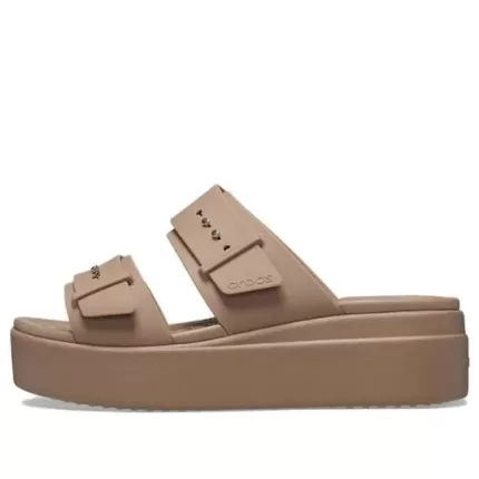 (WMNS) Crocs Brooklyn Sandália de cunha baixa ‘Latte’