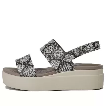 (WMNS) Crocs Brooklyn Sola Grossa Sandálias Casuais Cinza