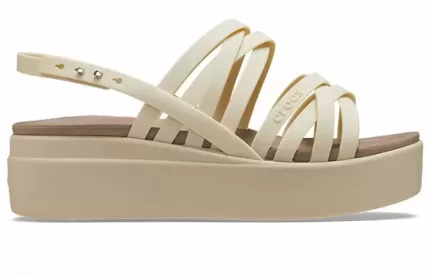 (WMNS) Crocs Brooklyn Strappy Low Wedge ‘Bone’