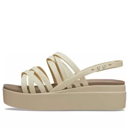 (WMNS) Crocs Brooklyn Strappy Low Wedge ‘Bone’