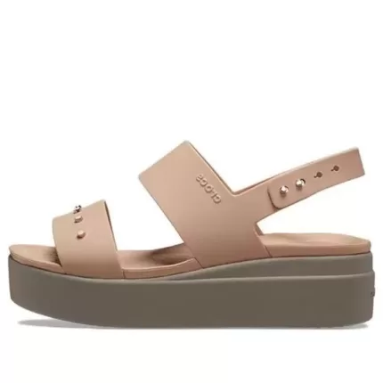 (WMNS) Crocs Brooklyn Studded Low Wedge ‘Cork Mushroom’