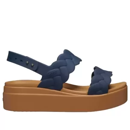 (WMNS) Crocs Brooklyn Woven Wedge Sandálias ‘Blue Brown’