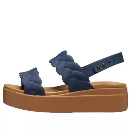 (WMNS) Crocs Brooklyn Woven Wedge Sandálias ‘Blue Brown’