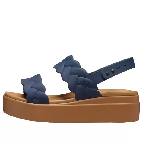 (WMNS) Crocs Brooklyn Woven Wedge Sandálias ‘Blue Brown’