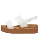 (WMNS) Crocs Brooklyn Woven Wedge Sandálias ‘White Brown’
