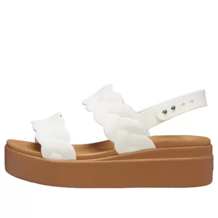 (WMNS) Crocs Brooklyn Woven Wedge Sandálias ‘White Brown’