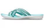 (WMNS) Crocs Chinelos de malha azul branco