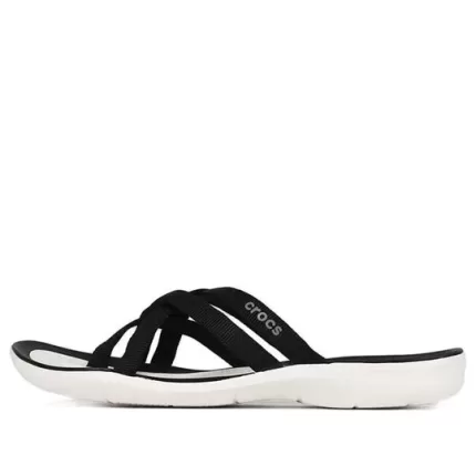 (WMNS) Crocs Chinelos de praia e piscina ‘Black White’
