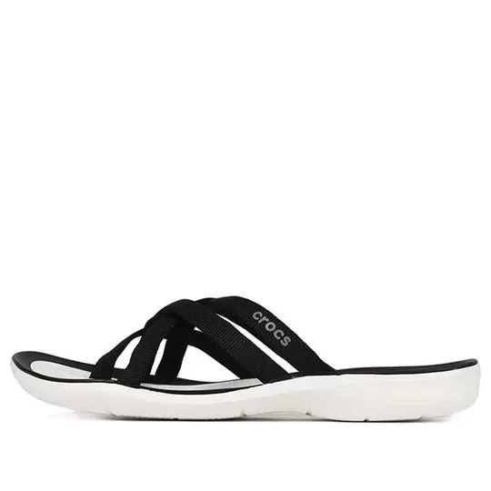 (WMNS) Crocs Chinelos de praia e piscina ‘Black White’