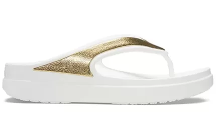 (WMNS) Crocs Chinelos de sola grossa em ouro branco ‘Ouro Branco’