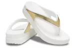 (WMNS) Crocs Chinelos de sola grossa em ouro branco ‘Ouro Branco’