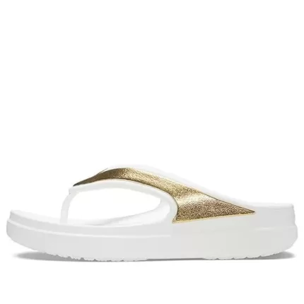 (WMNS) Crocs Chinelos de sola grossa em ouro branco ‘Ouro Branco’