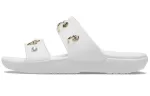 (WMNS) Crocs Chinelos esportivos com sola macia e aconchegante para exteriores de salto plano branco