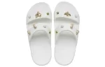 (WMNS) Crocs Chinelos esportivos com sola macia e aconchegante para exteriores de salto plano branco