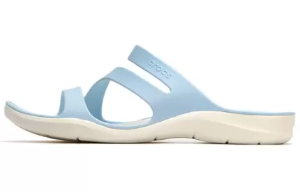 (WMNS) Crocs Chinelos esportivos de salto plano azul